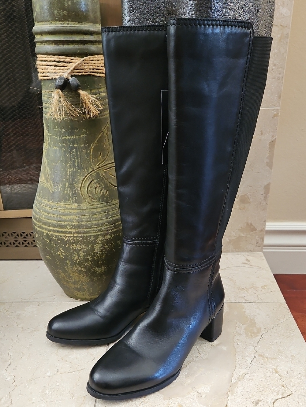 NWT Naturalizer Wide Calf Over-the-Knee Black Leather Boots - Picture 3 of 16